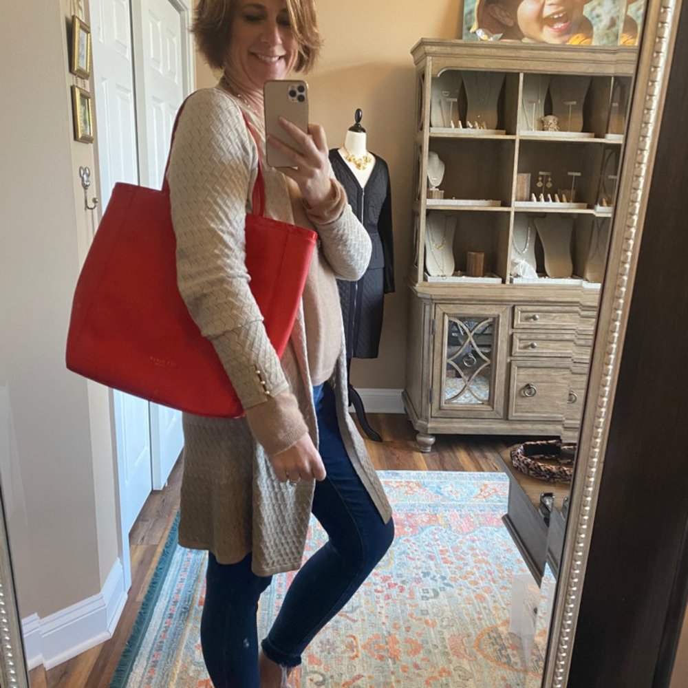 Ted Baker Red Saffiano Leather Icon Tote - Picture 4 of 7